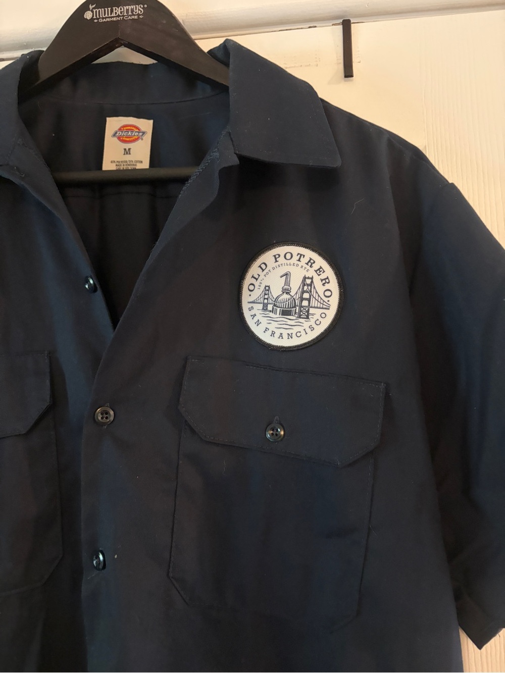 Dickies Navy Button-Front Work Shirt Jacket with San Francisco Patch